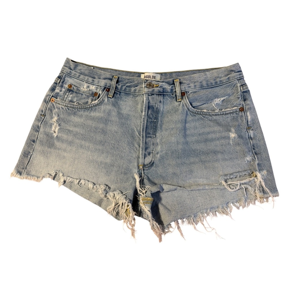 AGOLDE Parker Vintage Jean Short Mid-rise Distressed Denim Shorts Womens Size 31